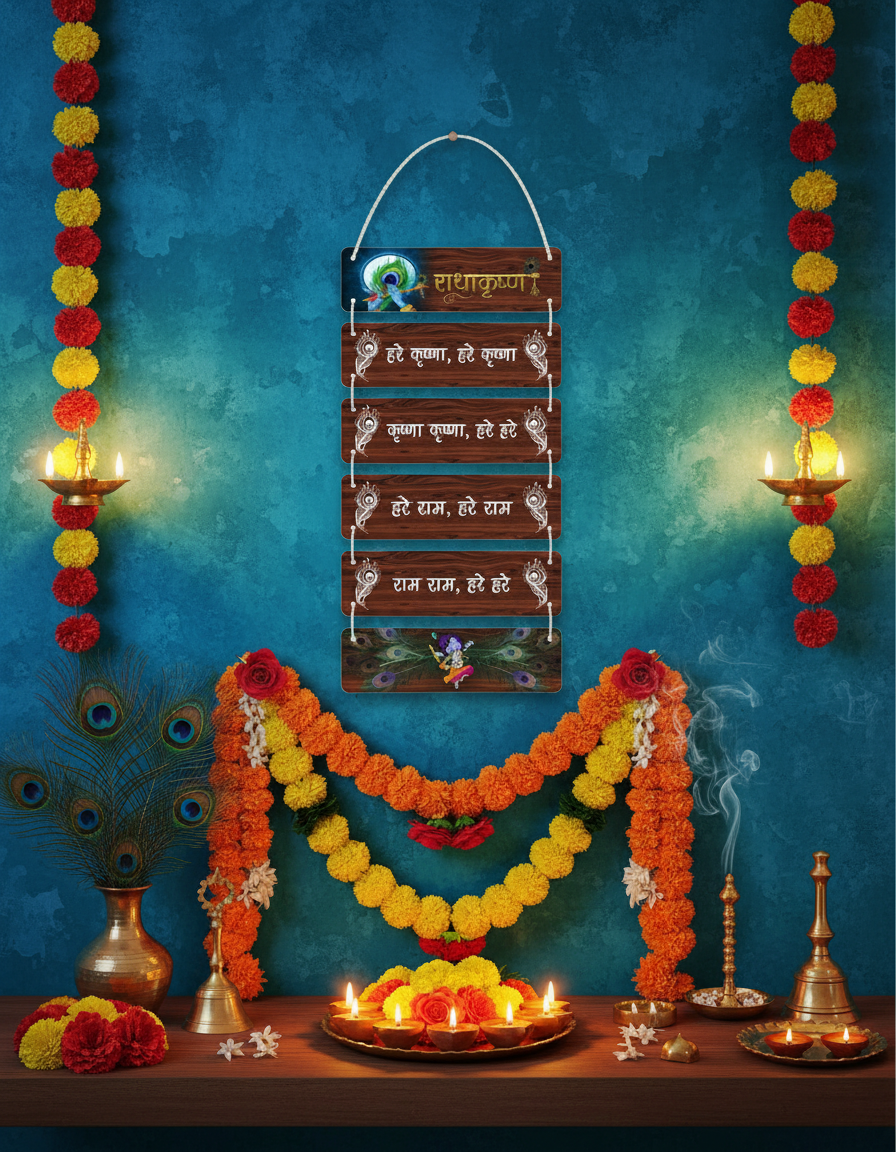 Krishna Wall Hanger in festive temple atmosphere