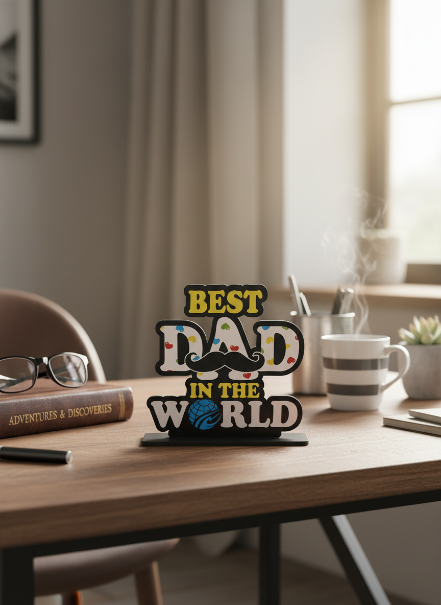 Best Dad Standee on father's workspace