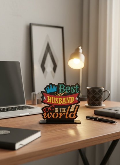 Best Husband Standee on desk workspace