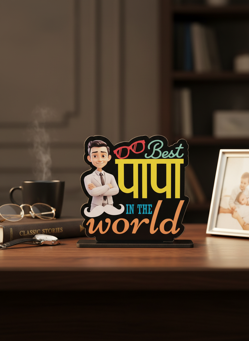 Best Papa Standee in sophisticated study setting