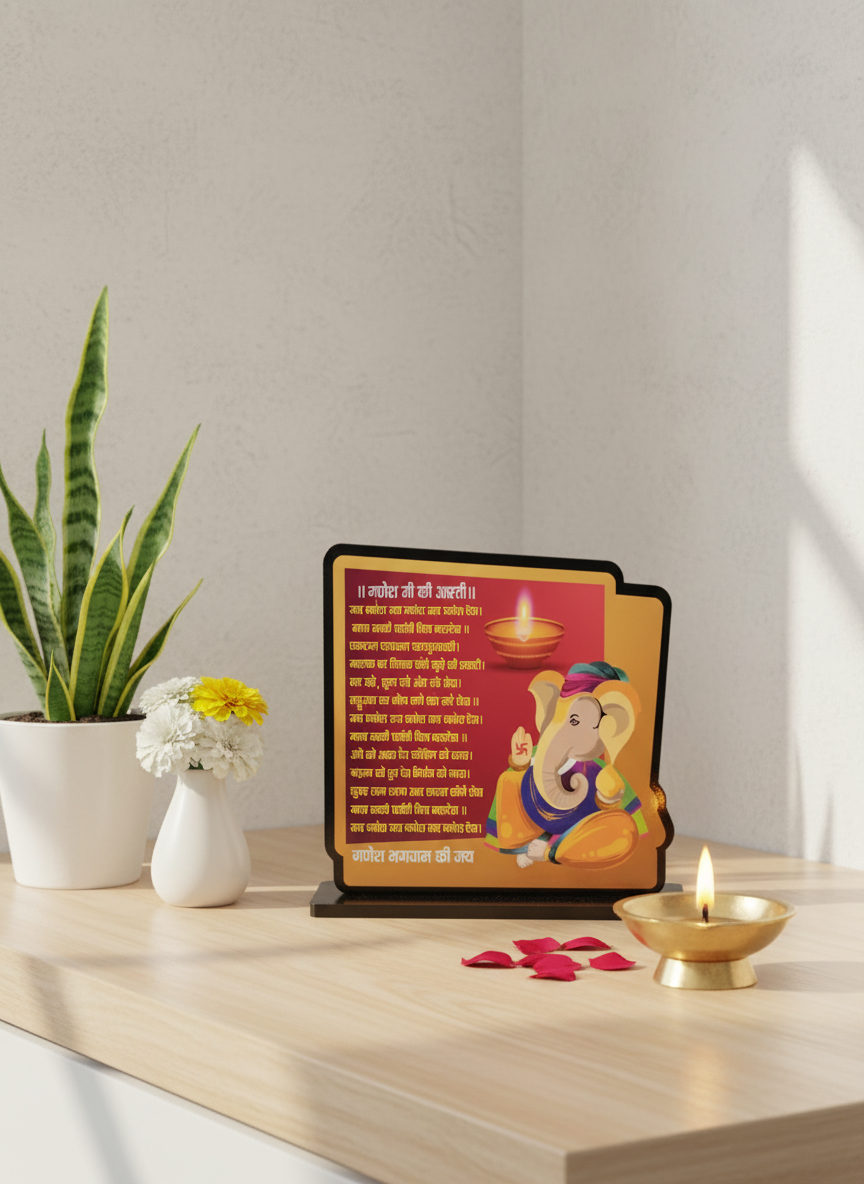 Ganesh Aarti Standee in modern home temple