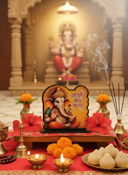 Ganesh Ji Standee in serene home temple