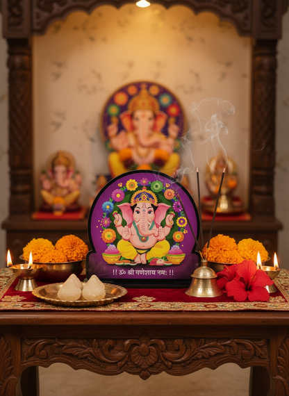 Ganesh Ji Standee in traditional puja room