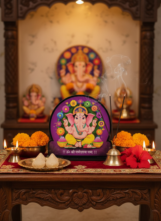 Ganesh Ji Standee in traditional puja room