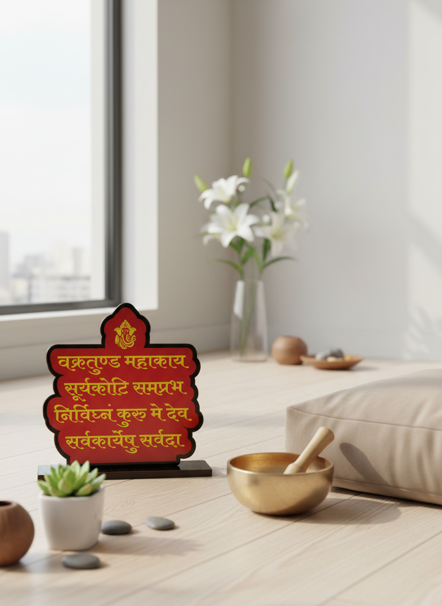 Ganesh Mantra Standee in modern meditation space