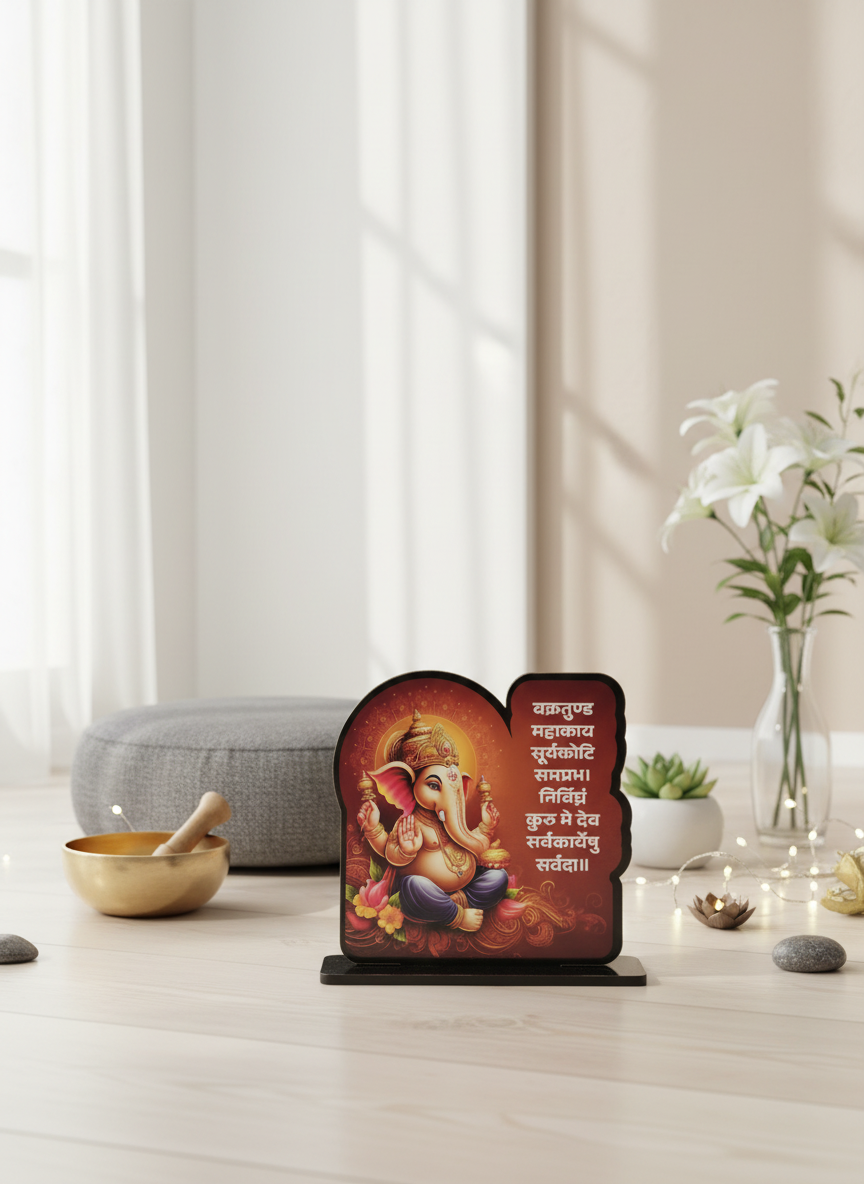 Ganesh Mantra Standee in modern meditation space