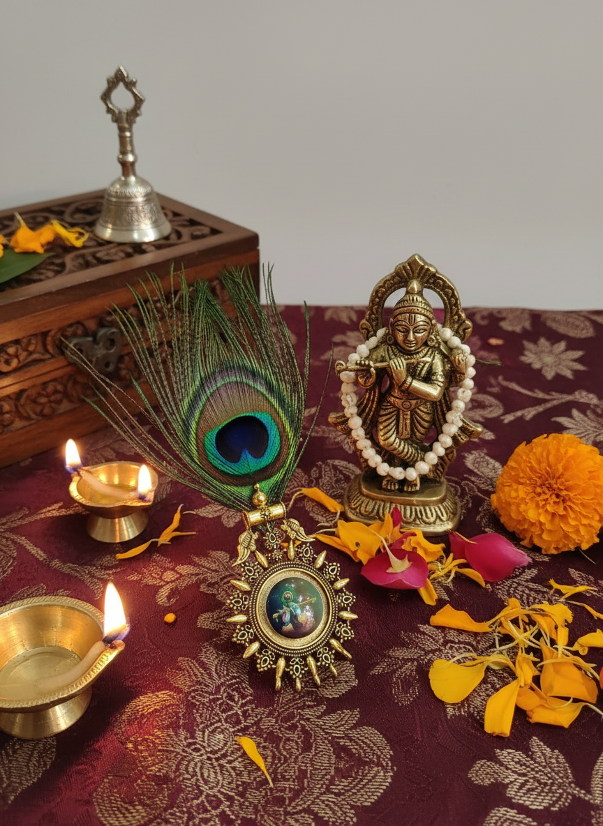 Krishna Brooch in devotional setting