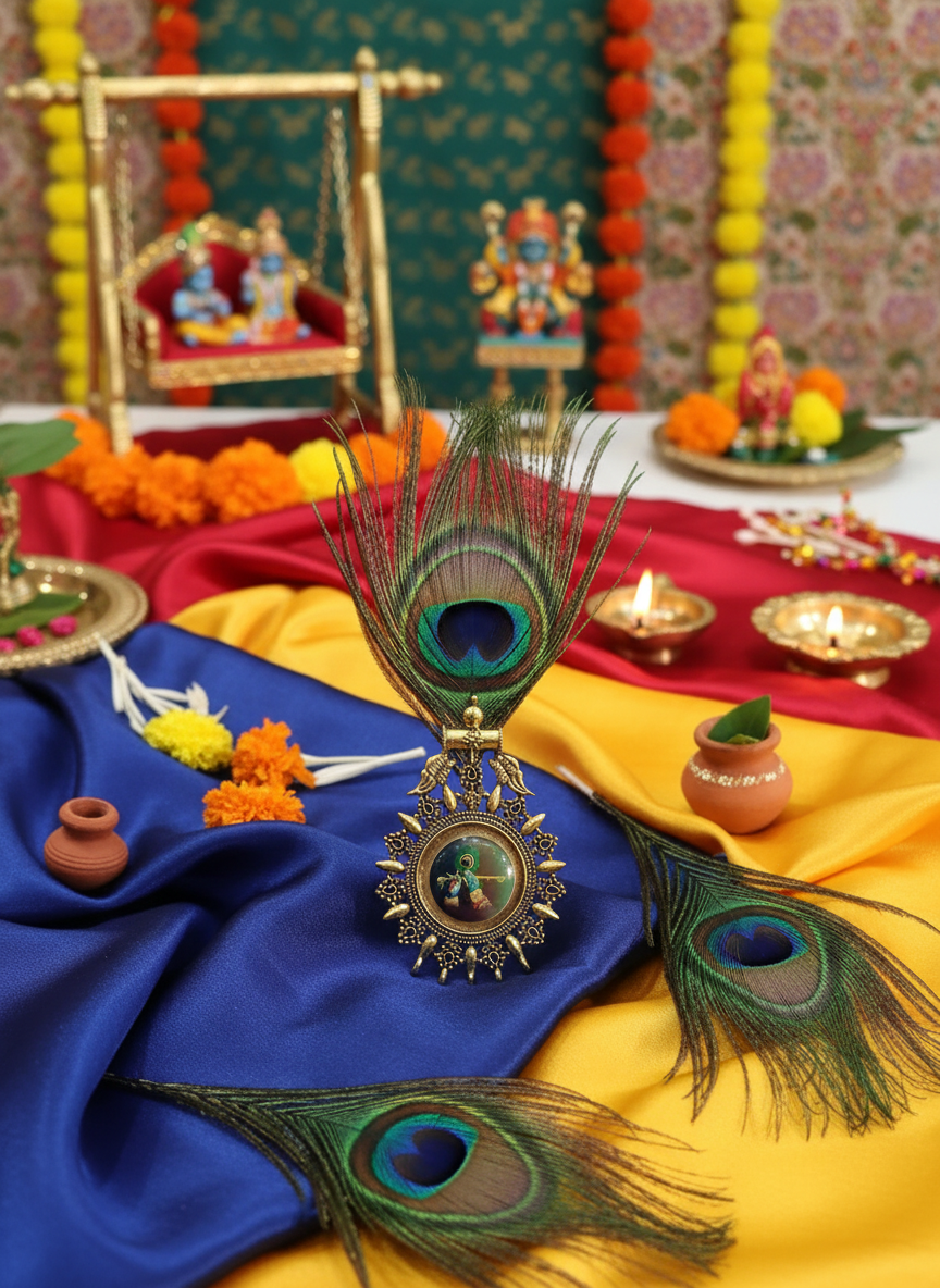 Krishna Brooch in festive Janmashtami setting