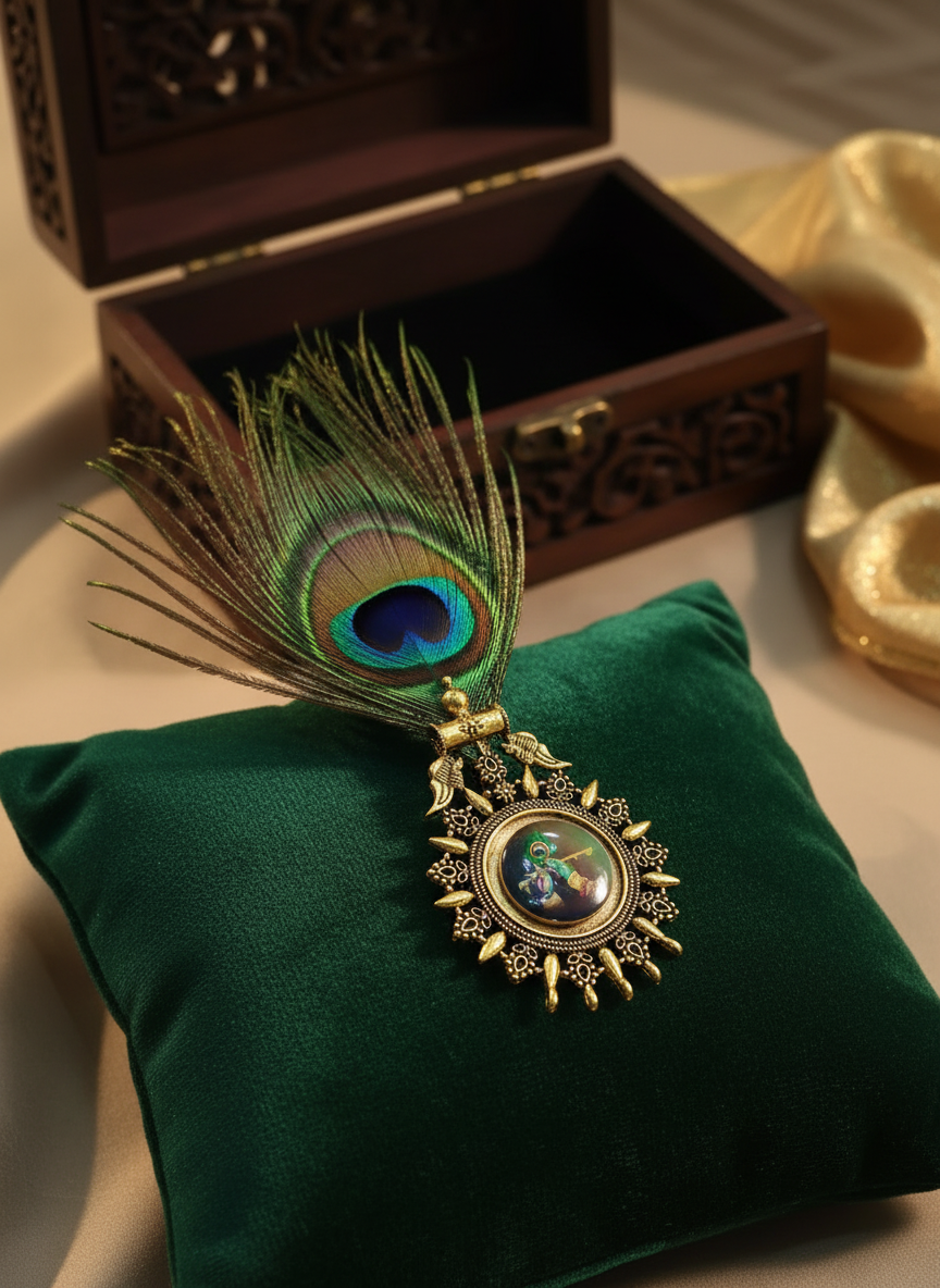 Krishna Brooch on luxury cushion