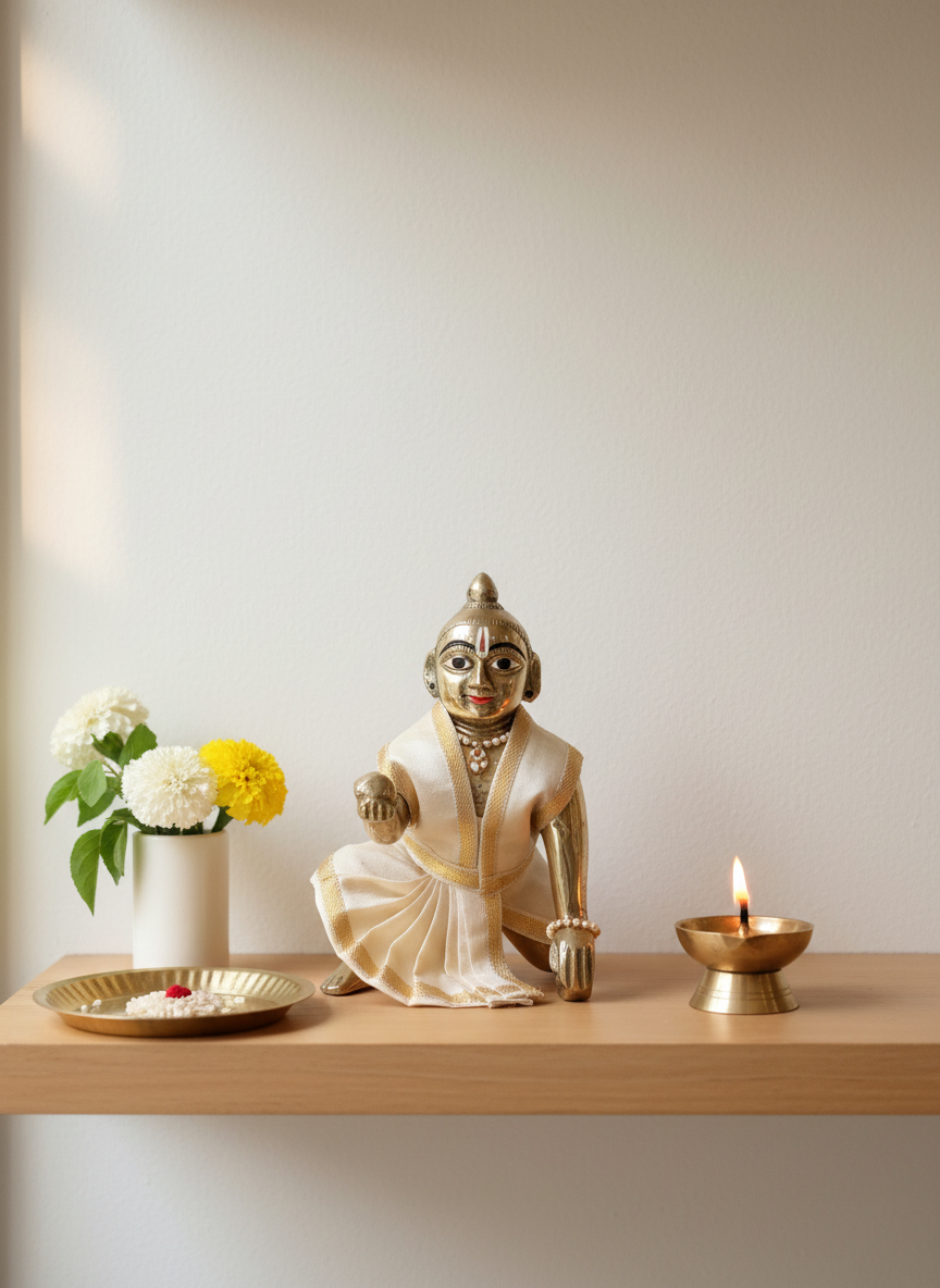 Laddu Gopal Idol in modern home temple