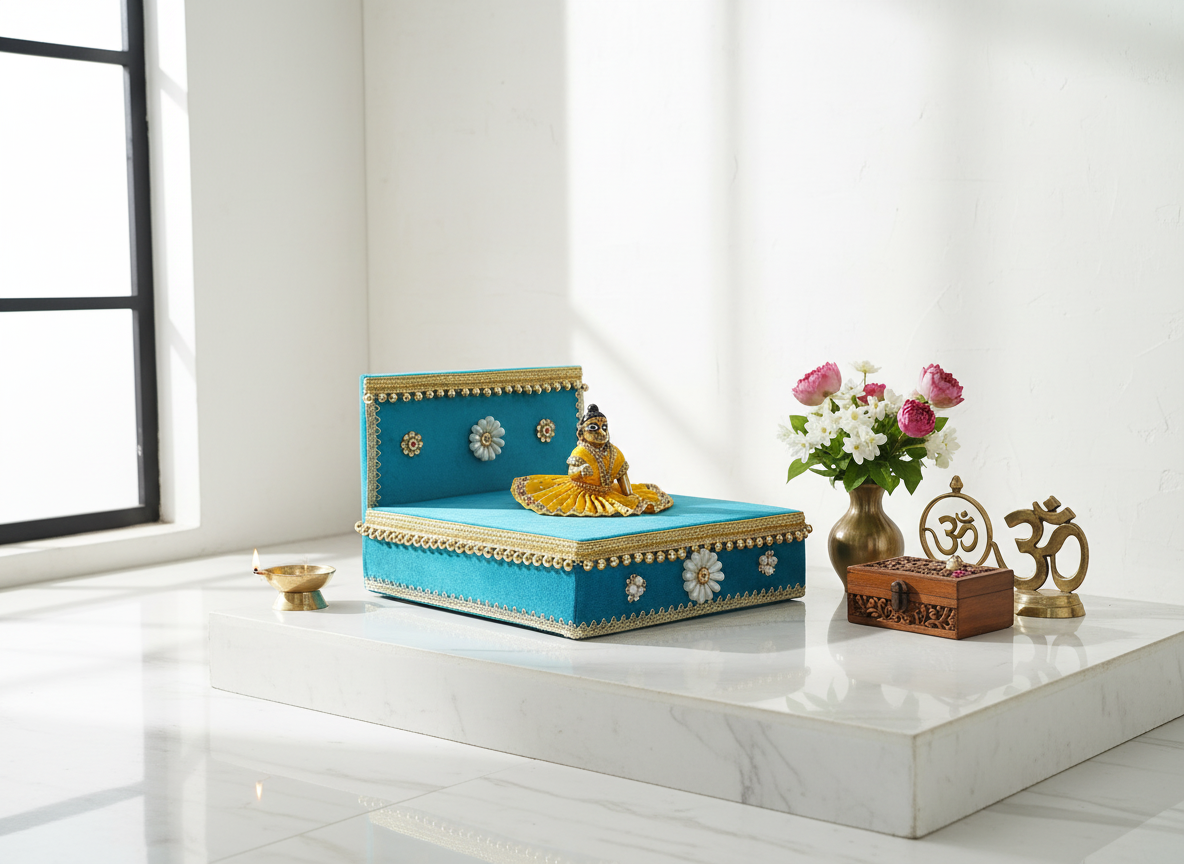 Laddu Gopal Palang in modern home temple