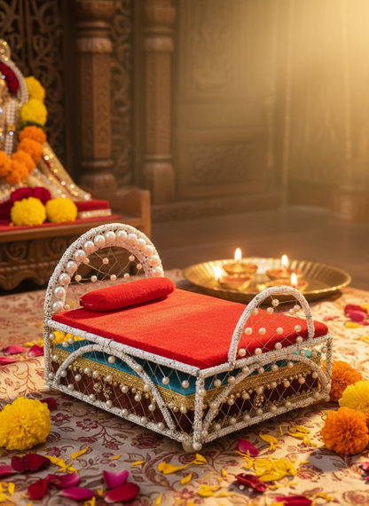Laddu Gopal Palang in traditional devotional setting