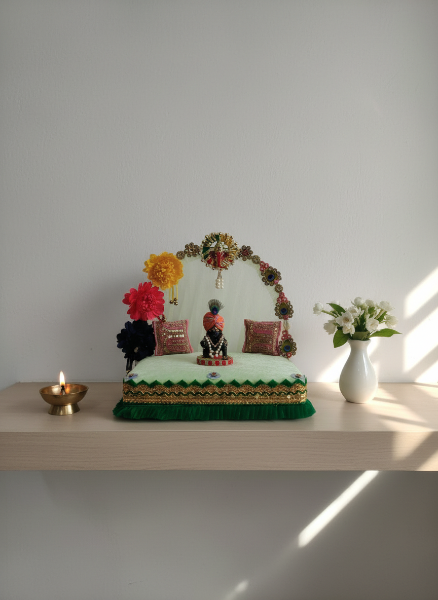 Laddu Gopal Singhasan in modern home temple