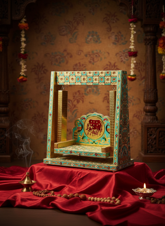 Large Meenakari Jhula with vibrant traditional backdrop