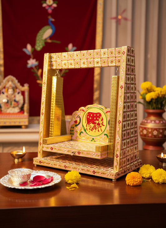 Meenakari Jhula in traditional devotional setting