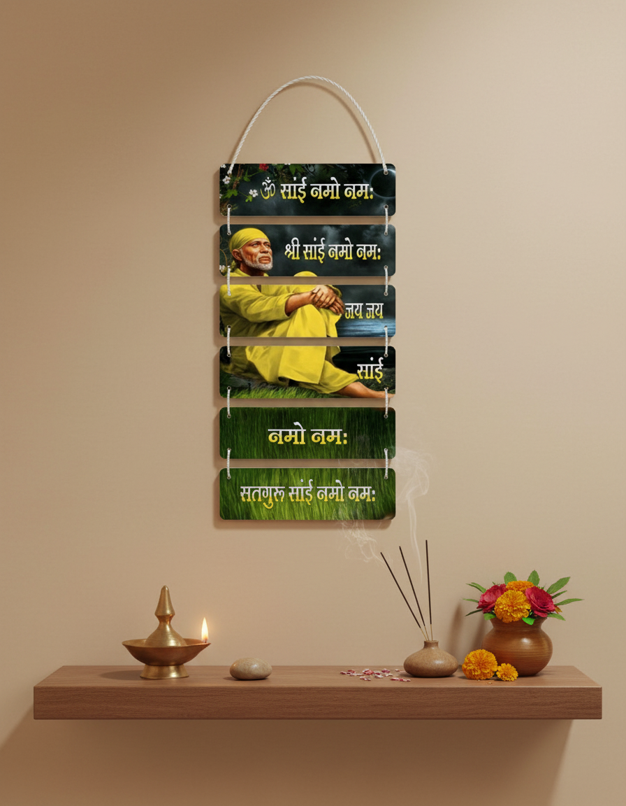 Shirdi Sai Baba Wall Hanger in peaceful devotional setting