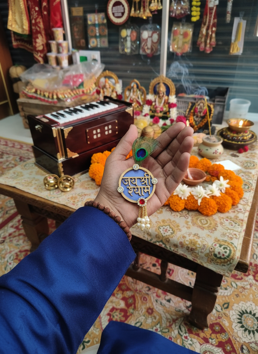 Shyam Baba Brooch in kirtan gathering