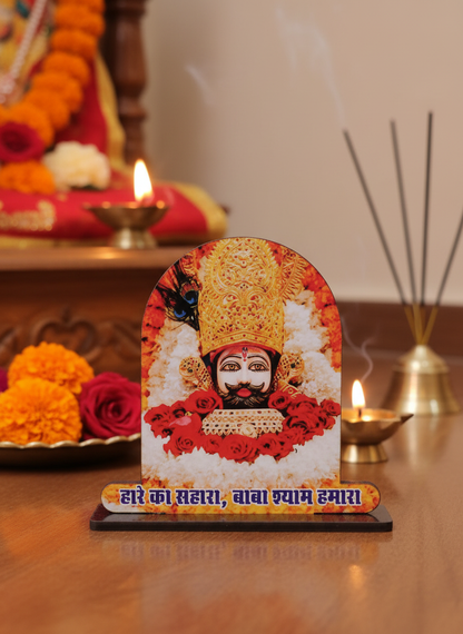 Shyam Baba MDF Photo Standee in home pooja setting