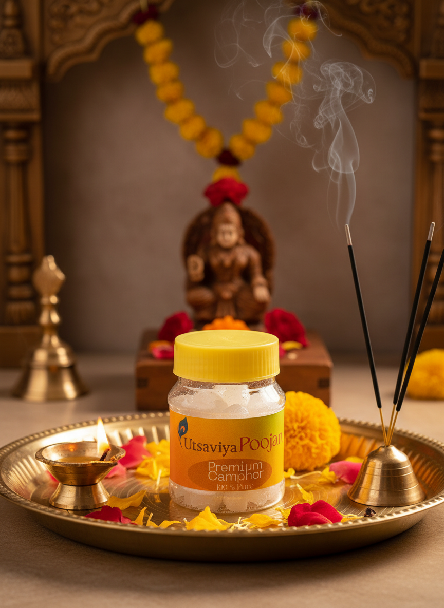 Utsaviya Camphor Jar in traditional puja setting