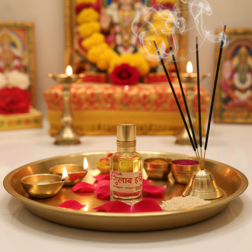 Utsaviya Gulab Itra in devotional setting