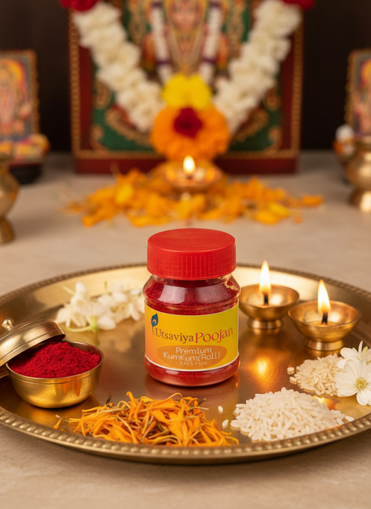 Utsaviya Roli Kumkum in traditional puja setting